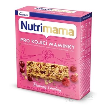 Nutrimama CEREÁLNE TYČINKY Brusnice a maliny (pre dojčiace matky)(inov.2021) 5x40 g (200 g) obrázok