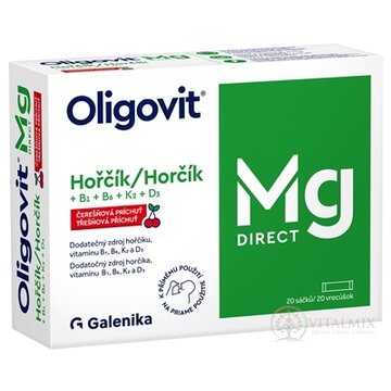 Oligovit Mg DIRECT prášok s čerešňovou príchuťou (horčík + vitamín B1+B6+K2+D3) vrecúška 1x20 ks obrázok
