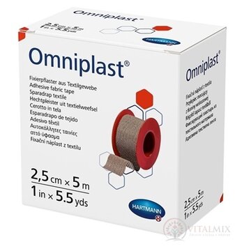 Omniplast fixačná náplasť z textilu na cievke (2,5 cm x 5 m) 1x1 ks obrázok