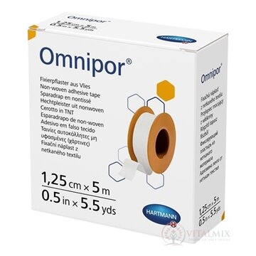 Omnipor fixačná náplasť z bieleho netkaného textilu na cievke (1,25 cm x 5 m) 1x1 ks obrázok