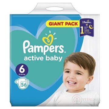 PAMPERS active baby Giant Pack 6 ExtraLarge detské plienky (13-18 kg)(inov.18) 1x56 ks obrázok