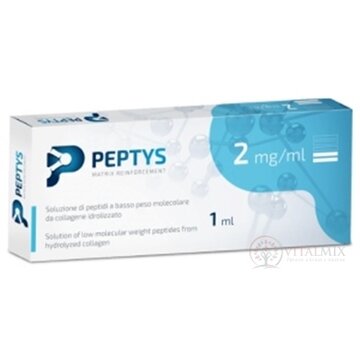 PEPTYS 2 roztok peptidov PEP-21 z kolagénu 2 mg/ml injekcia predplnená, nízkomolekulárne peptidy (LWP) 1x1 ml obrázok