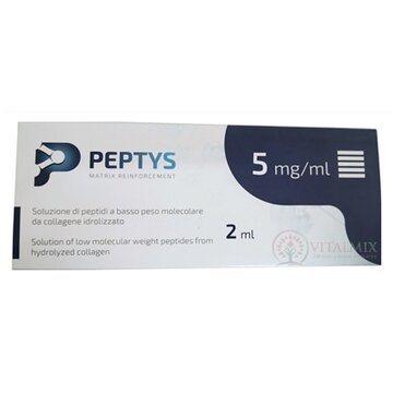 PEPTYS 5 roztok peptidov PEP-52 z kolagénu 5 mg/ml injekcia predplnená, nízkomolekulárne peptidy (LWP) 1x2 ml obrázok