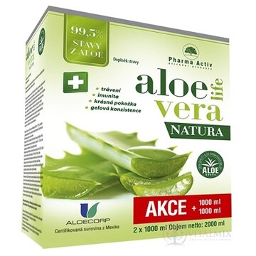 Pharma Activ AloeVeraLife NATURA šťava z aloe 99,5% 2x1000 ml (2000 ml), 1x1 set obrázok