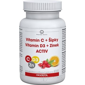 Pharma Activ Vitamín C+Šípky Vit.D3+Zinok ACTIV tbl 1x60 ks obrázok