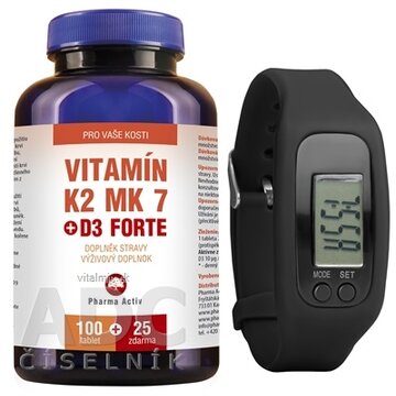 Pharma Activ Vitamín K2 MK 7 + D3 FORTE tbl 100+25 zdarma (125 ks) + Fitness náramok, 1x1 set obrázok