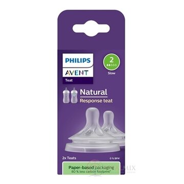 Philips AVENT CUMLÍK na fľašu Natural Response 2 pomalý prietok, 0m+, silikónový (SCY962/02) 1x2 ks obrázok