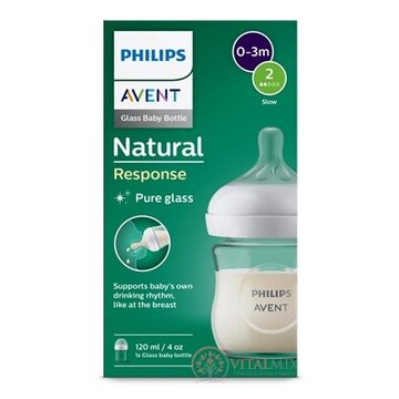 Philips AVENT FĽAŠA Natural Response 120 ml, sklenená, 0-3m, cumlík prietok 2 (SCY930/01) 1x1 ks obrázok