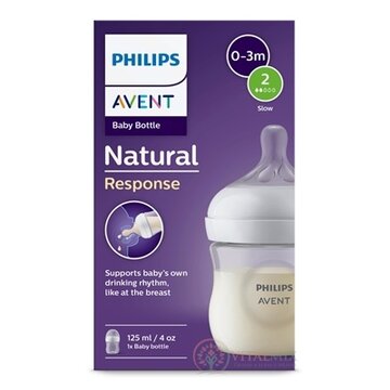 Philips AVENT FĽAŠA Natural Response 125 ml, priehľadná, 0-3m, cumlík prietok 2 (SCY900/01) 1x1 ks obrázok