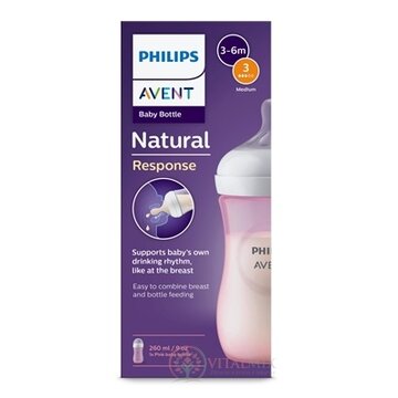 Philips AVENT FĽAŠA Natural Response 260 ml, ružová,  3-6m, cumlík prietok 3 (SCY903/11) 1x1 ks obrázok