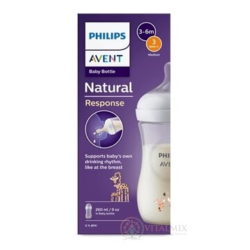 Philips AVENT FĽAŠA Natural Response 260 ml, žirafa, 3-6m, cumlík prietok 3 (SCY903/66) 1x1 ks obrázok