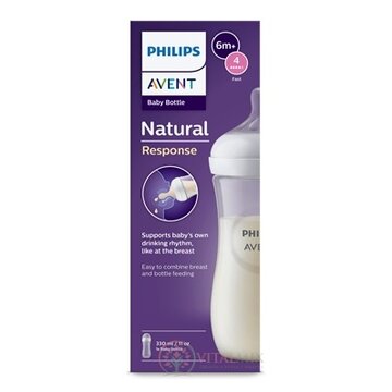 Philips AVENT FĽAŠA Natural Response 330 ml, priehľadná, 6m+, cumlík prietok 4 (SCY906/01) 1x1 ks obrázok