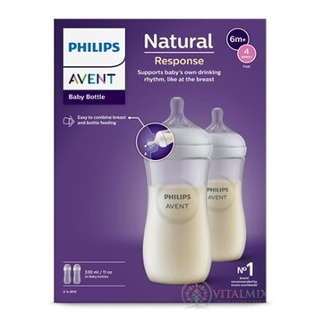 Philips AVENT FĽAŠA Natural Response 330 ml, priehľadná, 6m+, cumlík prietok 4 (SCY906/02) 1x2 ks obrázok