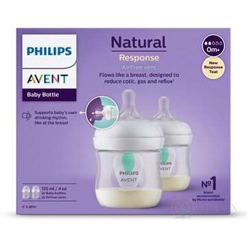 Philips AVENT FĽAŠA Natural Response AirFree 125 ml, priehľadná, 0m+, cumlík prietok 2 (SCY670/02) 1x2 ks obrázok