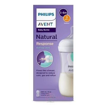 Philips AVENT FĽAŠA Natural Response AirFree 260 ml, priehľadná, 3-6m, cumlík prietok 3 (SCY673/01) 1x1 ks obrázok