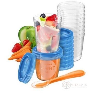 Philips AVENT VIA SADA zásobníky a lyžička poháriky: 10x180 ml, 10x240 ml, 20xVIA vrchnáky, 1 lyžička (SCF721/20) 1x1 set obrázok