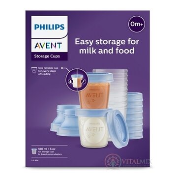 Philips AVENT VIA zásobníky s adaptérom poháriky 180 ml x 10 ks, s vrchnákmi, adaptér 2 ks (SCF618/10) 1x1 set obrázok