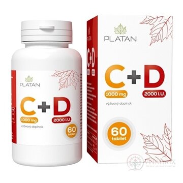 PLATAN Vitamín C 1000 mg + D 2000 I.U. tbl s postupným uvoľňovaním 1x60 ks obrázok