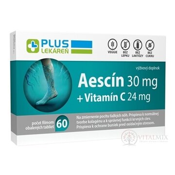 PLUS LEKÁREŇ Aescín 30 mg + Vitamín C 24 mg tbl flm 1x60 ks obrázok