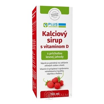 PLUS LEKÁREŇ Kalciový sirup s vitamínom D s príchuťou lesnej jahody 1x150 ml obrázok