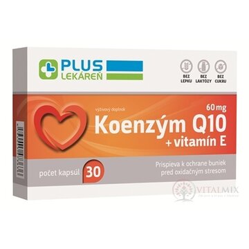 PLUS LEKÁREŇ Koenzým Q10 60 mg + vitamín E cps 1x30 ks obrázok