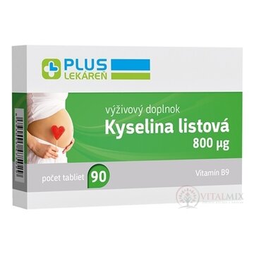 PLUS LEKÁREŇ Kyselina listová 800 μg tbl 1x90 ks obrázok
