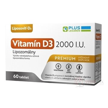 PLUS LEKÁREŇ Lipozomálny vitamín D3 2000 I.U. tbl 1x60 ks obrázok
