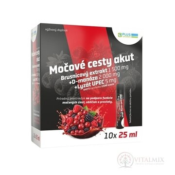 PLUS LEKÁREŇ Močové cesty akut SHOTS ampulky, s príchuťou lesného ovocia 10x25 ml (250 ml) obrázok