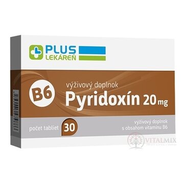 PLUS LEKÁREŇ Pyridoxín 20 mg (vitamín B6) tbl 1x30 ks obrázok