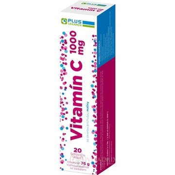 PLUS LEKÁREŇ Vitamín C 1000 mg príchuť malina tbl eff 1x20 ks obrázok
