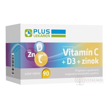 PLUS LEKÁREŇ Vitamín C + D3 + Zinok tbl 1x90 ks obrázok