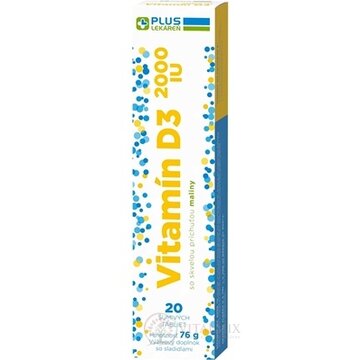 PLUS LEKÁREŇ Vitamín D3 2000 IU šumivé tbl, s príchuťou mailny 1x20 ks obrázok