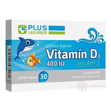 PLUS LEKÁREŇ Vitamín D3 400 IU pre deti cps 1x30 ks obrázok