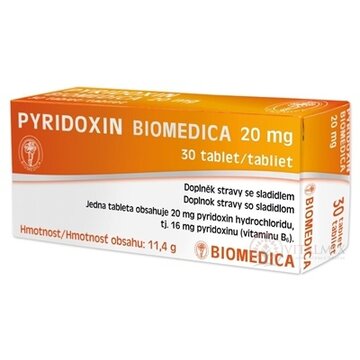 PYRIDOXIN BIOMEDICA 20 mg tbl 3x10 ks (30 ks) obrázok