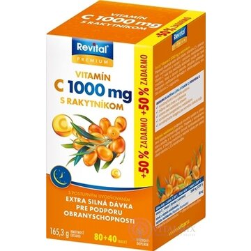 Revital PREMIUM VITAMIN C 1000 mg S RAKYTNÍKOM tablety s postupným uvoľňovaním 80+40 zadarmo (120 ks) obrázok