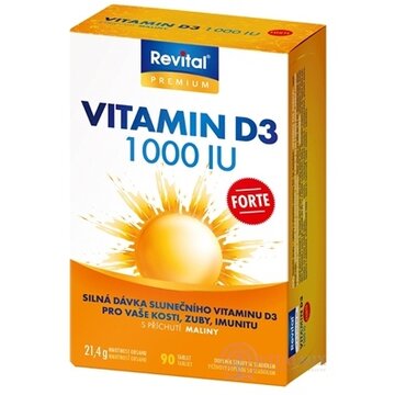 Revital Vitamín D3 FORTE 1 000 IU tbl s príchuťou maliny 1x90 ks obrázok