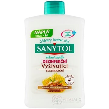 SANYTOL Tekuté mydlo DEZINFEKČNÉ Vyživujúce mandľové mlieko a materská kašička, náhradná náplň 1x500 ml obrázok