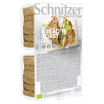Schnitzer BREAD'N TOAST DARK BIO chlieb kukuričný, bezgluténový, krájaný 2x6 ks, 1x430 g obrázok