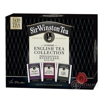 Sir Winston Tea KOLEKCIA čierne čaje (S.Engl.Breakfast + Heart of London + R.Earl grey) 3 druhy po 10 vrecúšok, 1x1 set obrázok