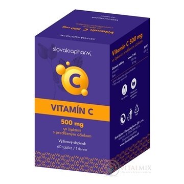 Slovakiapharm Vitamín C 500 mg so šípkami tbl s predĺženým účinkom 1x60 ks obrázok