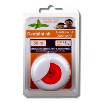 SOFTdent Dentálna niť voskovaná a s mätou, 50 m, 1x1 ks obrázok
