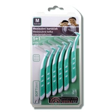 SOFTdent Medzizubná kefka M 0,6 mm zahnutá 5+1 gratis (1x6 ks) obrázok
