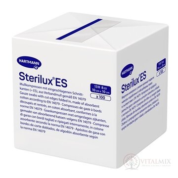 STERILUX ES kompres nesterilný so založenými okrajmi 13 vlákien 8 vrstiev (10x10 cm) 1x100 ks obrázok