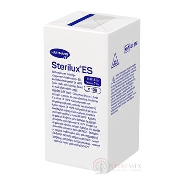 STERILUX ES kompres nesterilný so založenými okrajmi 13 vlákien 8 vrstiev (5x5 cm) 1x100 ks obrázok