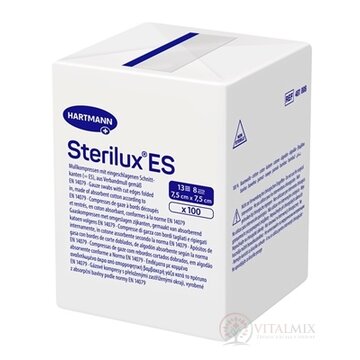 STERILUX ES kompres nesterilný so založenými okrajmi 13 vlákien 8 vrstiev (7,5 x 7,5 cm) 1x100 ks obrázok