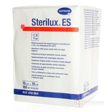 STERILUX ES kompres nesterilný so založenými okrajmi 17 vlákien 8 vrstiev (10cmx10cm) 1x100 ks obrázok