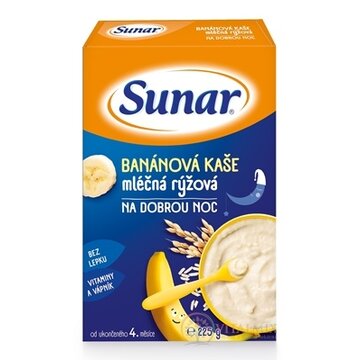 Sunar BANÁNOVÁ KAŠA mliečna ryžová NA DOBRÚ NOC (od ukonč. 4. mesiaca) 1x225 g obrázok