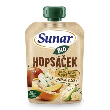 Sunar BIO HOPSÁČEK Mango, banán, hruška, jablko + ovsené vločky, kapsička (od ukonč. 12.mesiaca) 1x100 g obrázok