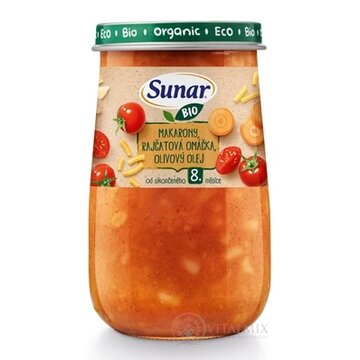 Sunar BIO príkrm MAKARÓNY PARADAJKOVÁ OMÁČKA (od ukonč. 8. mesiaca) 1x190 g obrázok