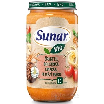 Sunar BIO príkrm ŠPAGETY, OMÁČKA, HOVÄDZIE MÄSO s olivovým olejom (od ukonč. 12. mesiaca) 1x235 g obrázok